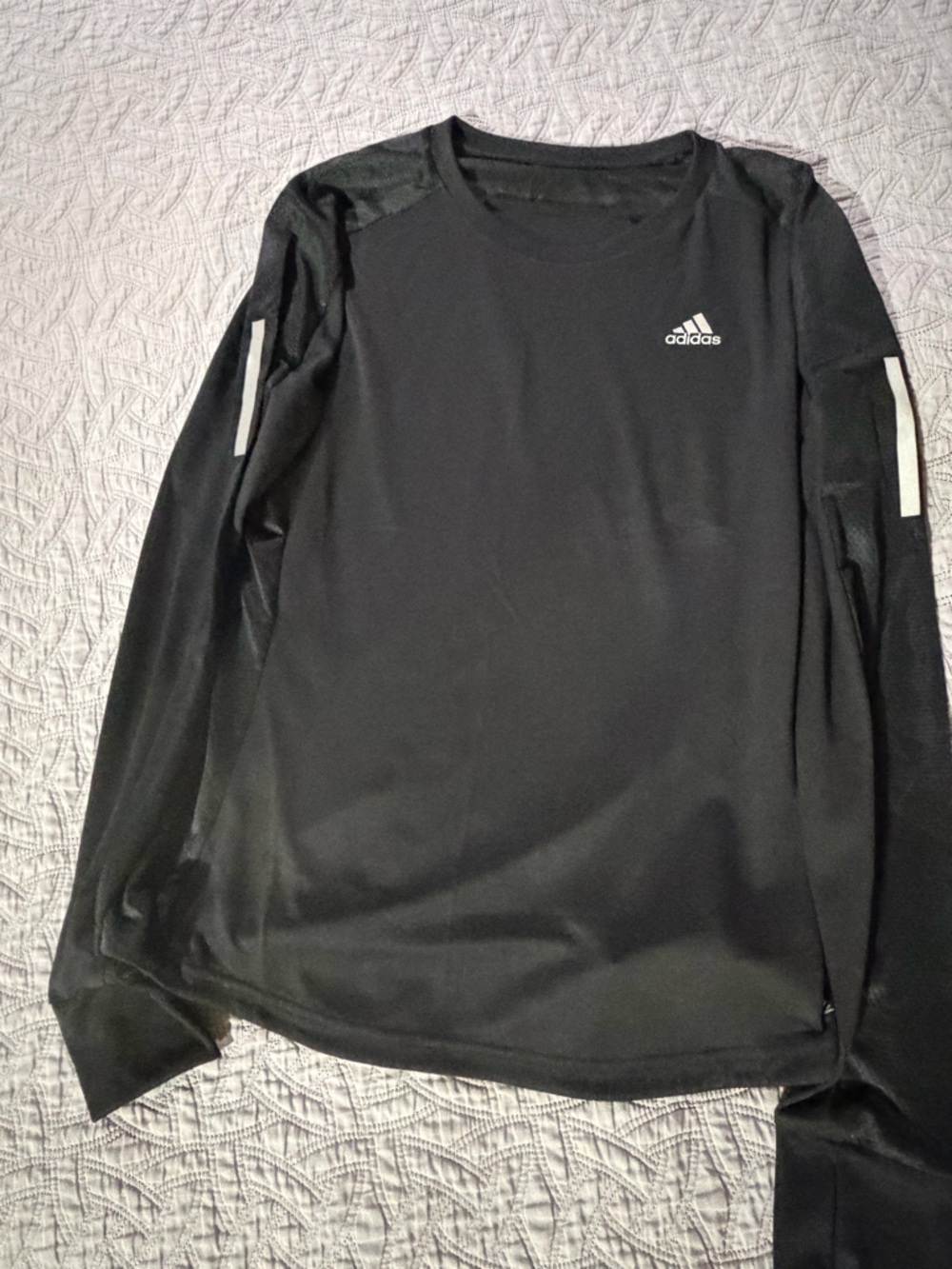 adidas Black Long Sleeve Performance Shirt with White Logo